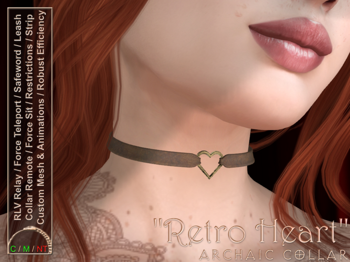 Second Life Marketplace Archaic Collar "Retro Heart"